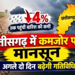 छत्तीसगढ़ में कमजोर पड़ा मानसून, बारिश की कमी 4% तक पहुंची; अगले दो दिन बढ़ेगी गतिविधि